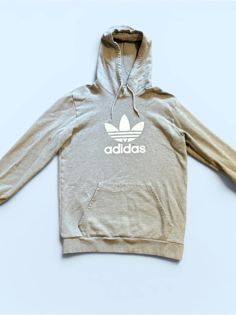 adidas Gray Trefoil Logo Hooded Pullover